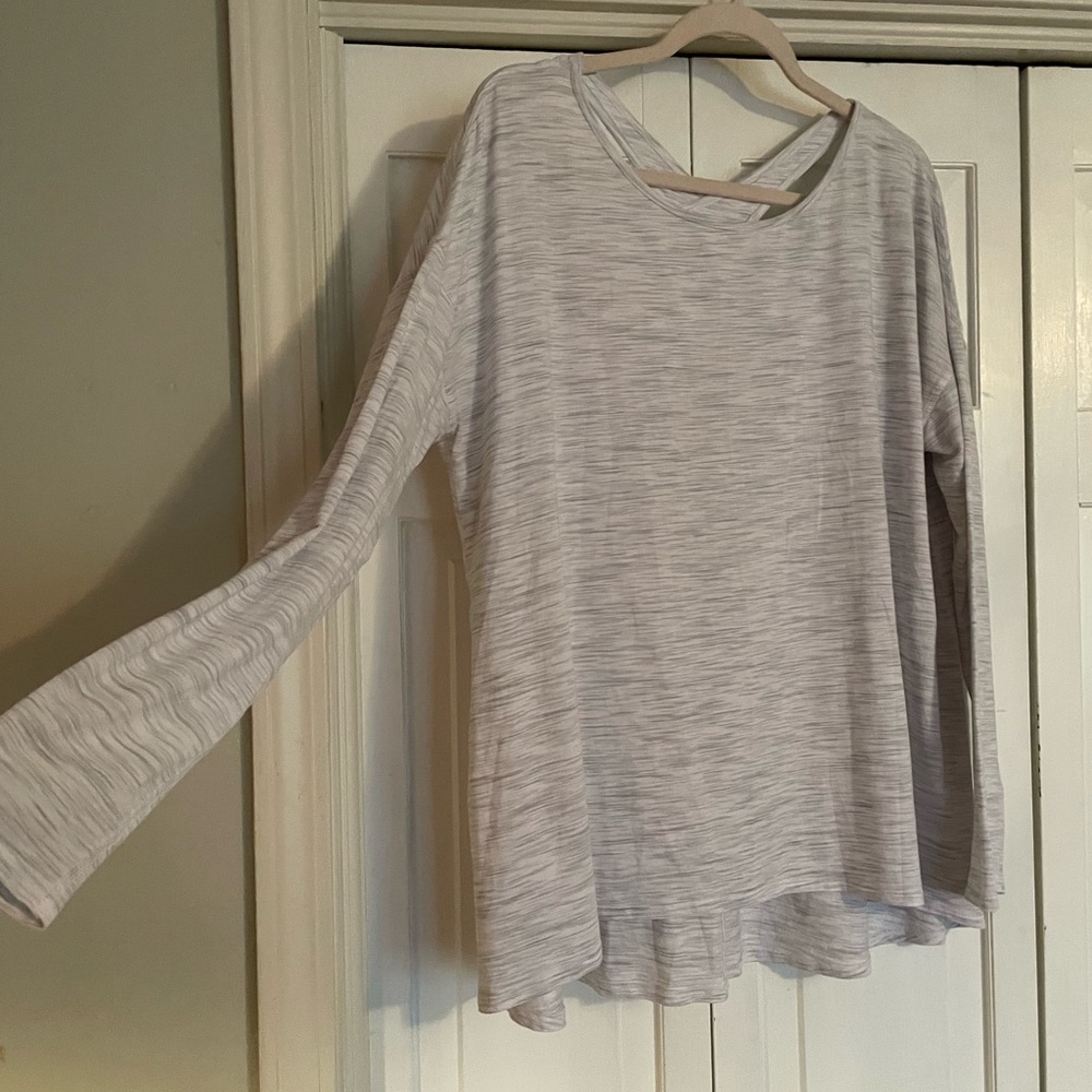 Lululemon Back Into It Long Sleeve Space Dye Ice Grey Alpine White Size 12.